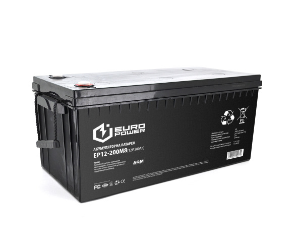 EUROPOWER EP12-200M8 12V 200Ah (522 x 240 x 219) Black Q1/18