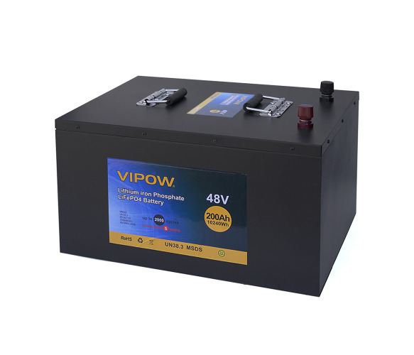 Vipow LiFePO4 51,2V 200Ah з вбудованою ВМS платою 100A (520*400*300) (LiFePO4512-200/100)
