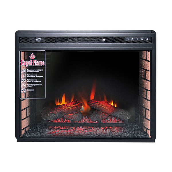 Электрокамин с обогревом Royal Flame Vision 28 EF LED FX со звуком, кирпичной кладкой, дровами и эффектом тления