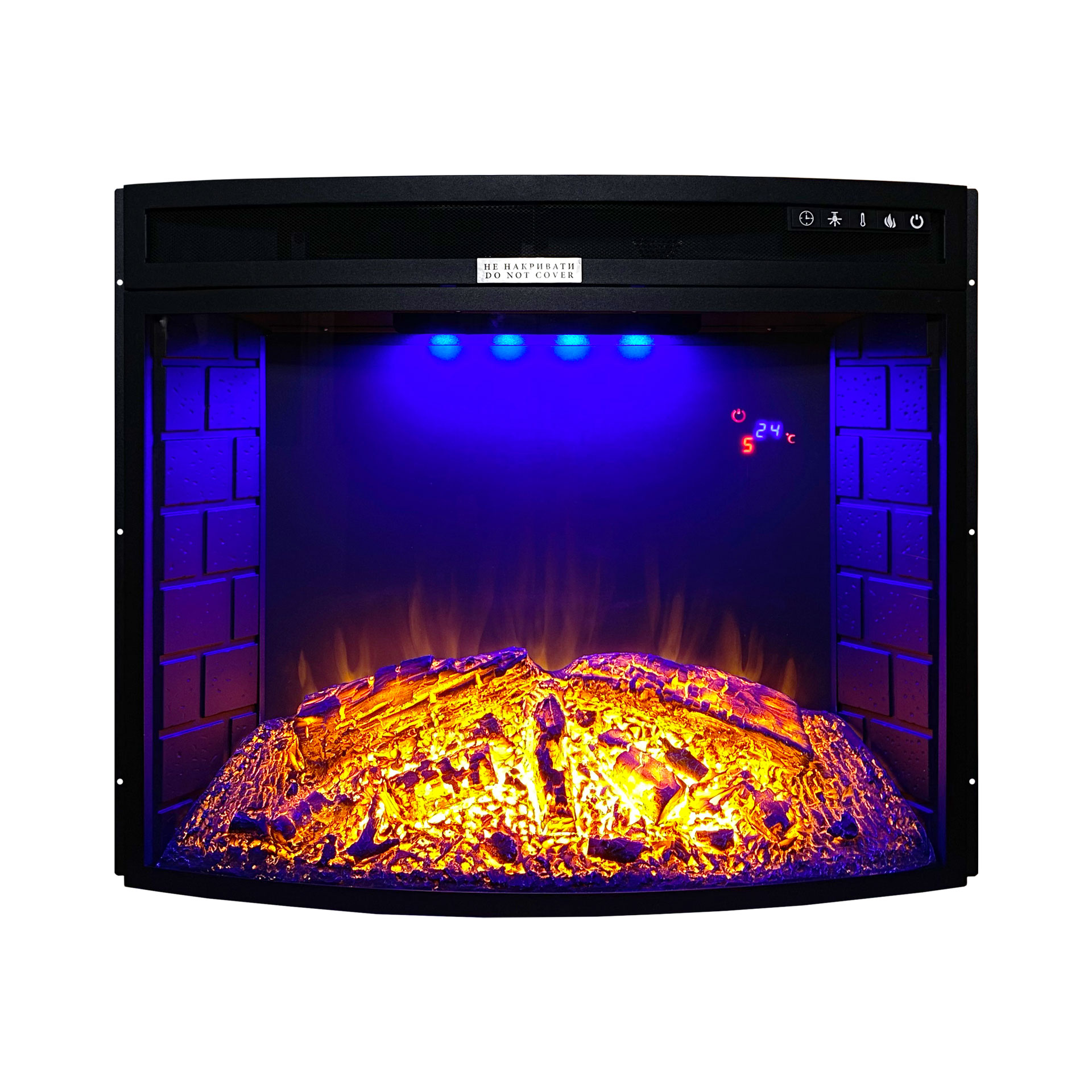 Электрокамин с обогревом Royal Sky 28 (EF28C) со звуком, кирпичной кладкой, дровами и эффектом тления