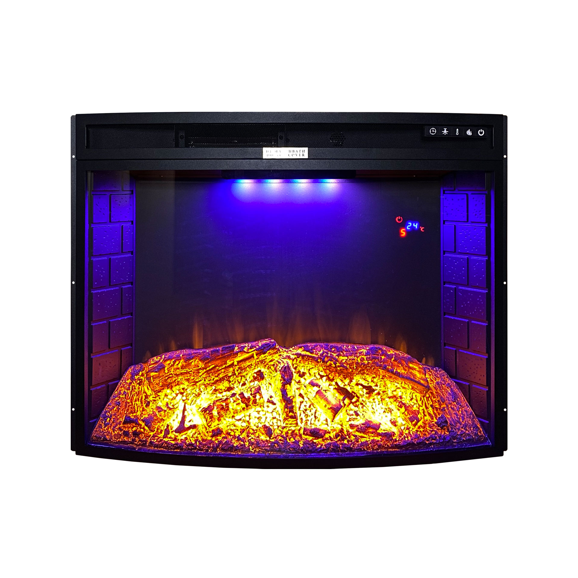 Электрокамин с обогревом Royal Sky 33 (EF33C) со звуком, кирпичной кладкой, дровами и эффектом тления.