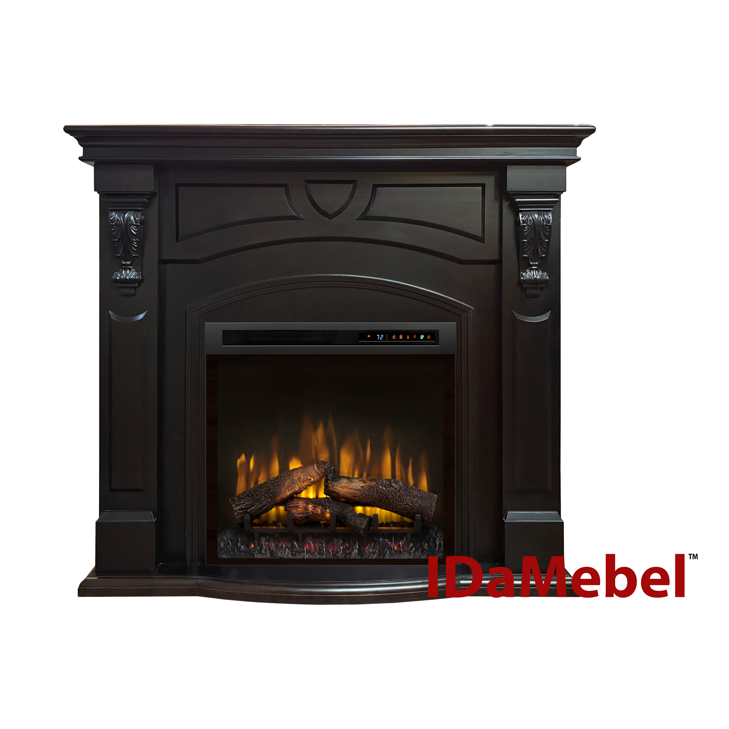 IDaMebel Каминокомплект IDaMebel Paris венге (1300x1180x450) с камином Symphony XHD 28 с реалистичными дровами, обогревом, цветами