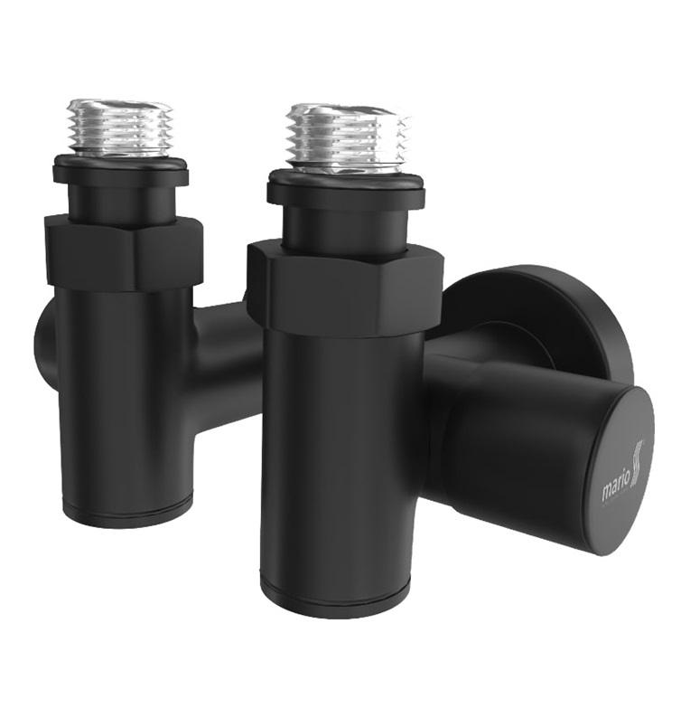 Кран кутовий під ТЕН, G1/2' комплект Чорний мат (4.0.0500.55.BM)