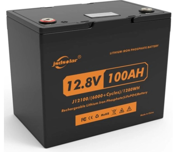 JSDS JSDS12100LED 12,8V 100Ah, 1,28kWh, з індикатором заряду, BMS50A@4S, 6000 cycles, 260x168x215, 10kg