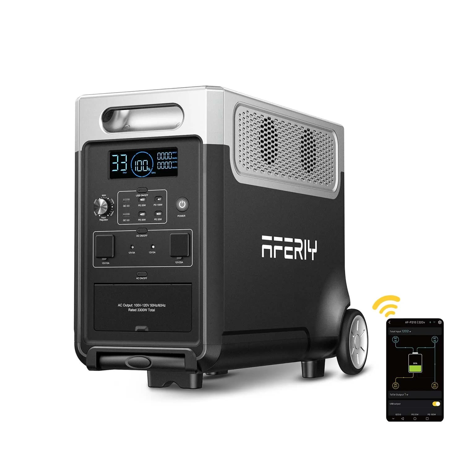 AFERIY AF-P310-EC-H, LiFePO4 3840Втч(max3600)Вт,MPPT 11.5-50В-20А(1500Вт),out220v. LED. 2-USB,4xType-C PD20/100Вт,DC+прикуриватель12В/10А