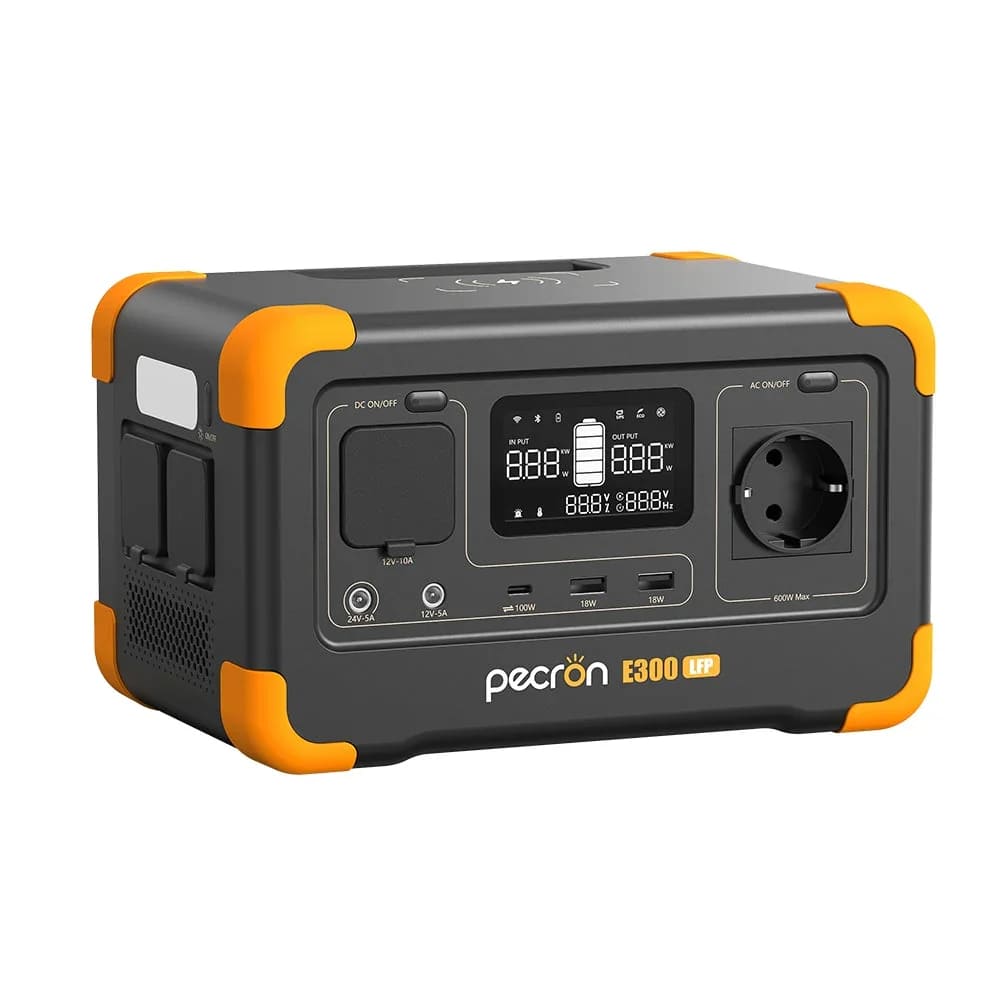 Pecron E300LFP, 288/600Wh LiFePO4, DC12/24V, 1хAC 220, 2xUSB-18W, 1хUSB-C(100W), wireless 15W, charge 80min