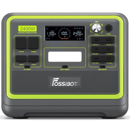 F2400Air Green 2200W/2048Wh LiFePO4, MPPT 500W max, XT60-12V/25А, 2xDC5521-12V-3A, CarPort-12V-10A, 2xAC230V, 2xUSB-A-18W, 4xUSB-C-100W, Wi-Fi, Bluetooth, charge 2 h